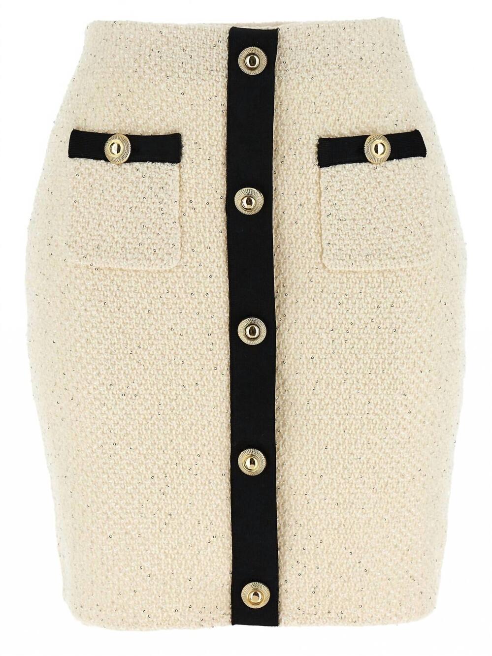 NEW SELF-PORTRAIT women's sequin mini skirt in cream